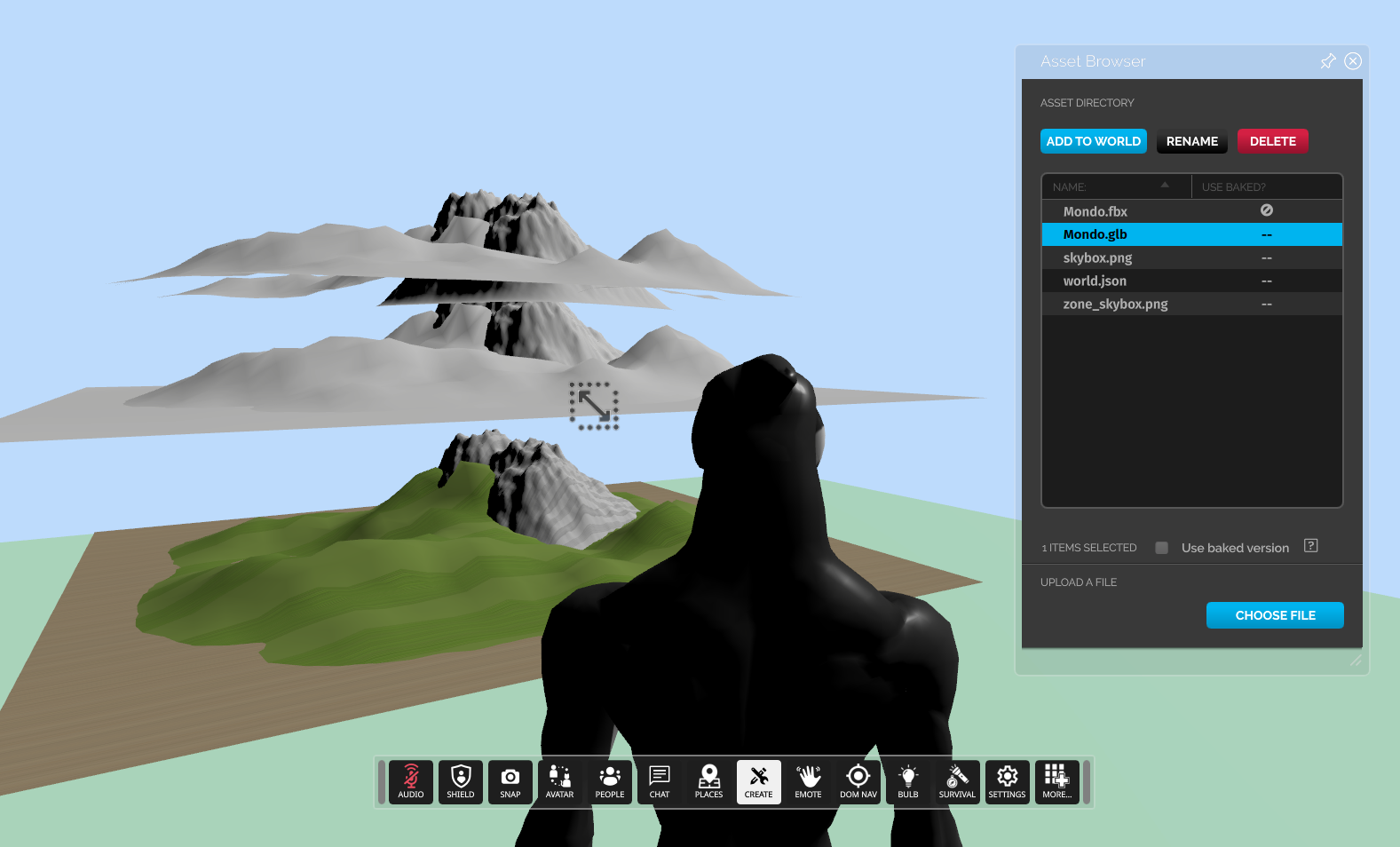 Insertion of the world in various formats in Overte for testing